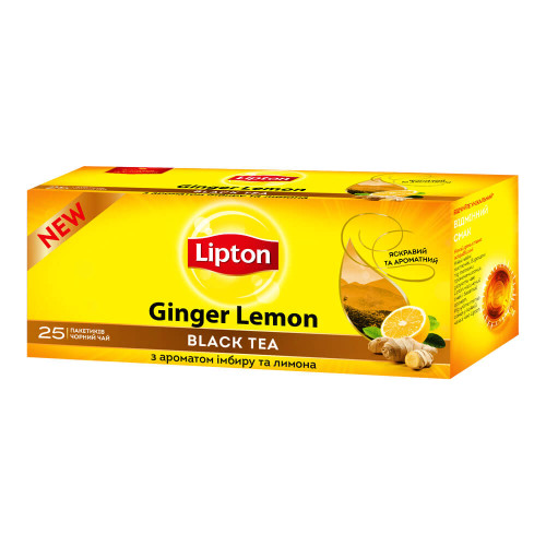 Чай чорний Lipton Ginger Lemon, 25 пакетиків
