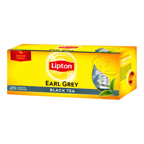 Чай чорний Lipton Earl Grey байховий, 25 пакетиків