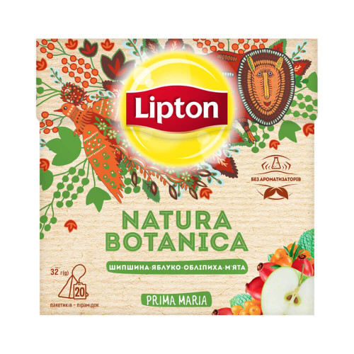 Чай Lipton Natura Botanica шипшина-яблуко-обліпиха-м'ята, 20 пірамідок