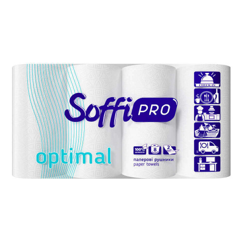 Паперові рушники на гільзі SoffiPRO Optimal 8 рулонів