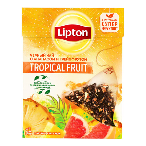 Чай чорний Lipton Tropical Fruit 20 пірамідок