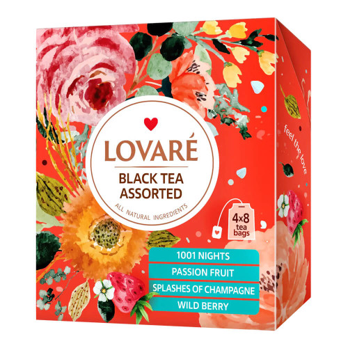 Чорний чай Lovare Асорті 32 пакетики