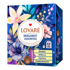 Чорний чай Lovare BERGAMOT Асорті 32 пакетики