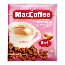 Кавовий напій MacCoffee з ароматом амаретто 3в1, 20 пак.