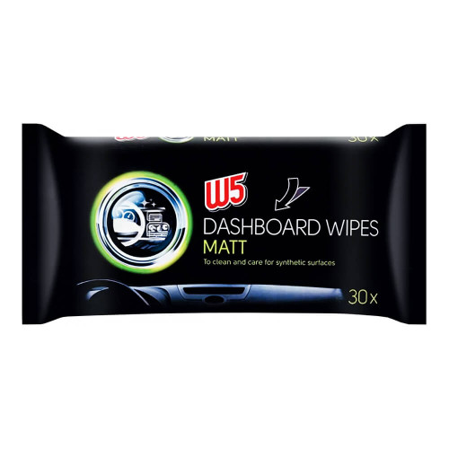 Вологі серветки для автомобільних панелей W5 Dashboard Wipes Shine 30 шт.