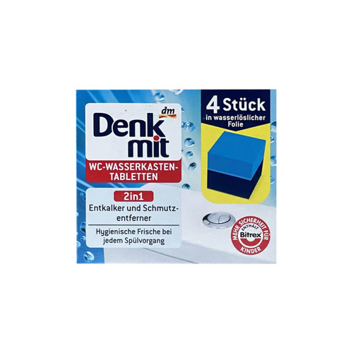 Таблетки для бачка унітаза DenkMit 2 в 1, 4 шт.