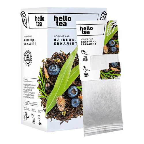 Чорний чай «Ялівець-Евкаліпт» ТМ Hello tea 20 пакетиків